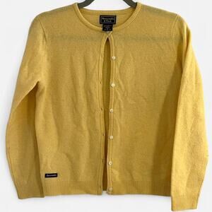 Vintage 1990s/2000s Abercrombie & Fitch Lambswool Pastel/Butter Yellow Cardigan